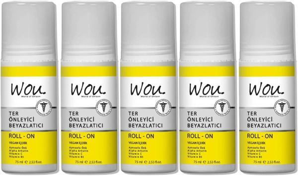 Wou World Of Unique Roll-On Unisex Deodorant 75ML Ter Önleyici Beyazlatıcı (5 Li Set) - Image 1