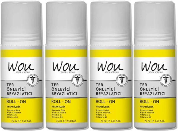 Wou World Of Unique Roll-On Unisex Deodorant 75ML Ter Önleyici Beyazlatıcı (4 Lü Set) - Image 1