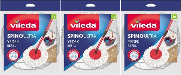 Vileda Spino Ultra Yedek Mop Paspas Ucu (%100 Mikrofiber) (3 Lü Set) - Image 1