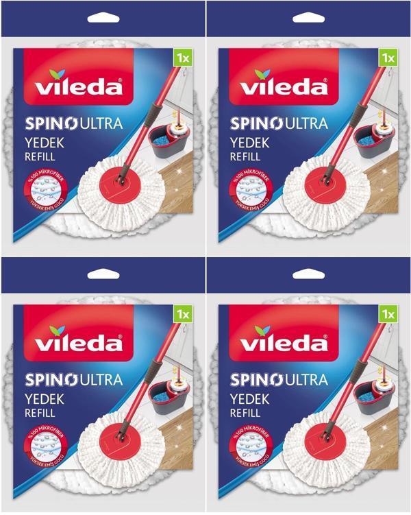 Vileda Spino Ultra Yedek Mop Paspas Ucu (%100 Mikrofiber) (4 Lü Set) - Image 1