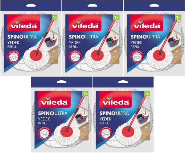 Vileda Spino Ultra Yedek Mop Paspas Ucu (%100 Mikrofiber) (5 Li Set) - Image 1