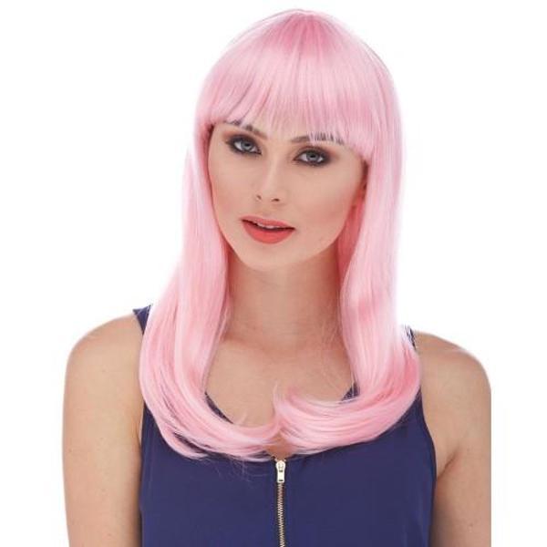 Soft Pembe Renk Uzun Düz Parti Peruğu - Image 1
