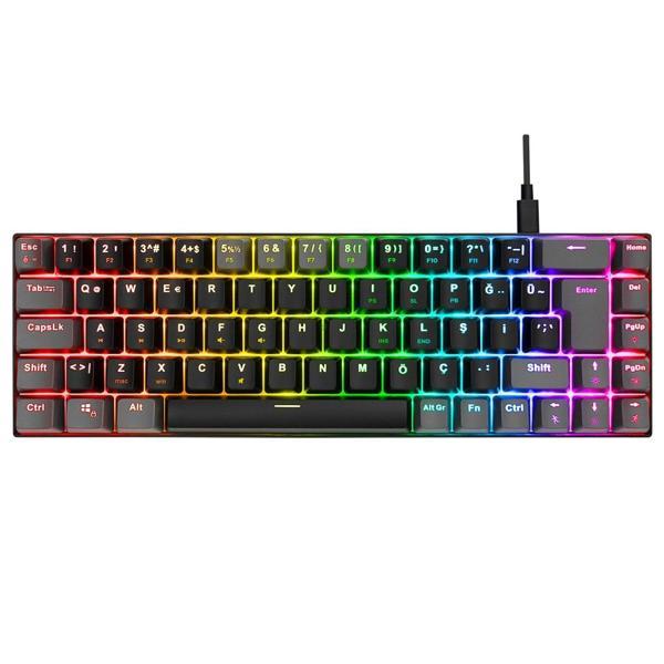 Acer Emachines, Eak68, Siyah/gri, Usb Kablolu, Rgb Backlight, Red Switch, Mekanik, Türkçe Q, 68 Tuşl - Image 1