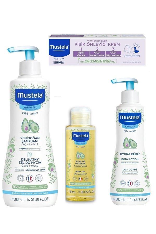 Mustela (4'Lü) Bebek Bakım Seti-Bebek Yağı 100Ml-500Ml Şampuan-300Ml Vücut Losyonu-50Ml Pişik Önleyici Krem - Image 1
