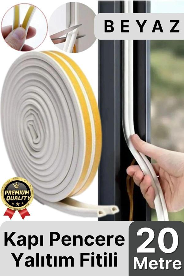 Güçlü Kendinden Yapışkanlı Kapı Pencere Soğuk Hava Geçirmez Yalıtım İzolasyon Beyaz Fitil 20 Metre - Image 1