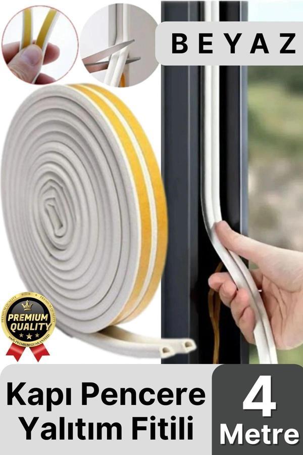 Güçlü Kendinden Yapışkanlı Kapı Pencere Soğuk Hava Geçirmez Yalıtım İzolasyon Beyaz Fitil 4 Metre - Image 1