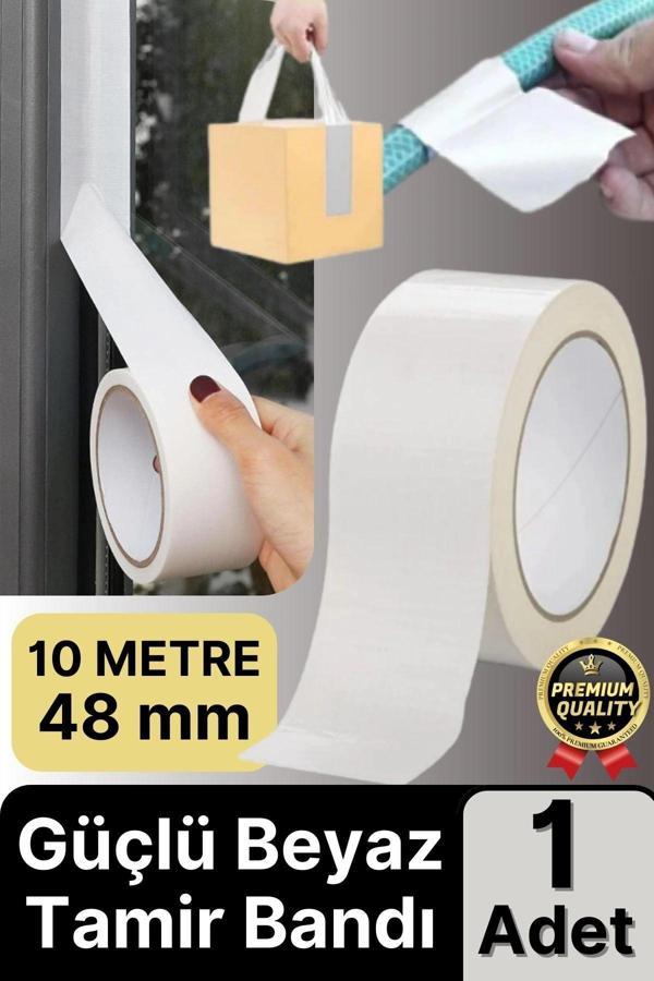 1 Adet Ekstra Güçlü Dayanıklı Su Geçirmez Sızdırmaz Yalıtım İzolasyon Beyaz Tamir Bandı 10 Mt 48 Mm - Image 1