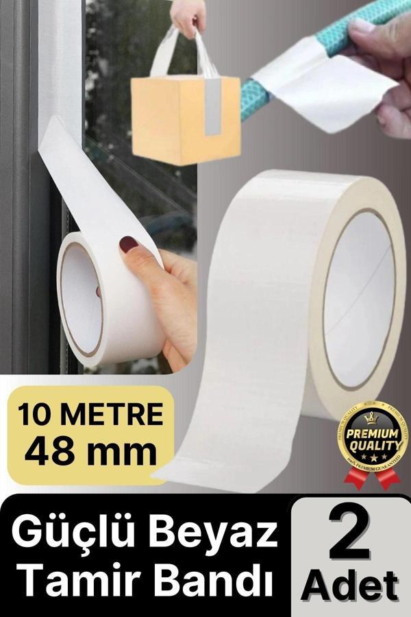 2 Adet Ekstra Güçlü Dayanıklı Su Geçirmez Sızdırmaz Yalıtım İzolasyon Beyaz Tamir Bandı 10 Mt 48 Mm - Image 1