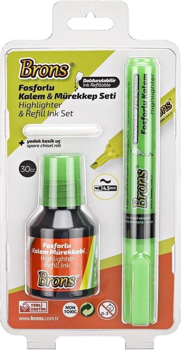 Supertrend Fosforlu Kalem Seti Açık Yeşil (Kalem + Mürekkep + Yedek Uç) - Image 1