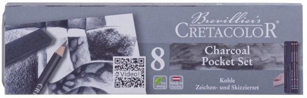 Supertrend Charcoal Pocket Set Karakalem Eskiz Çizim Seti Metal Kutu 8 Parça - Image 1