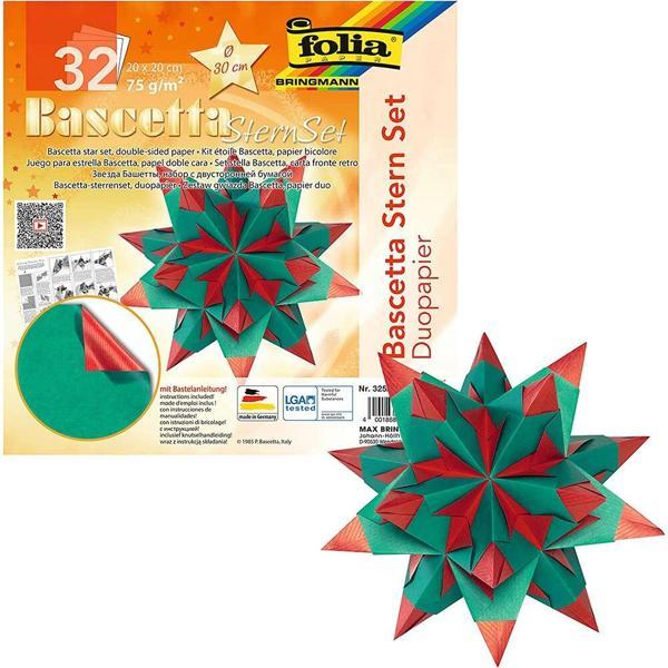 Supertrend Bascetta Stern Çift Taraflı Origami Kağıdı 20x20 cm. 32 Yaprak HOT RED / GREEN - Image 1