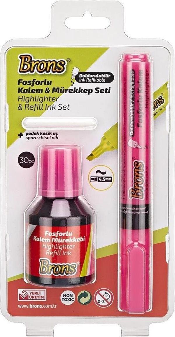 Supertrend Fosforlu Kalem Seti Pembe (Kalem + Mürekkep + Yedek Uç) - Image 1