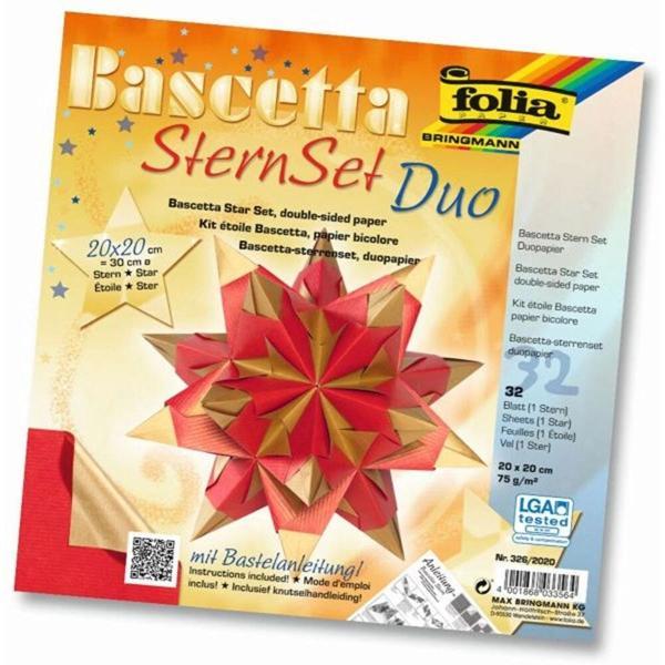 Supertrend Bascetta Stern Çift Taraflı Origami Kağıdı 20x20 cm. 32 Yaprak HOT RED / GOLD - Image 1