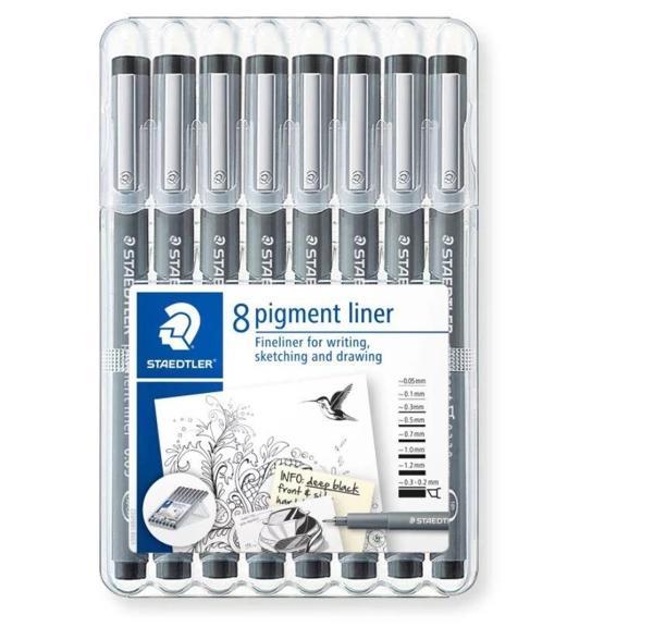 Supertrend Pigment Liner Teknik Çizim Kalemi Seti 8'li Plastik Kutulu - Image 1