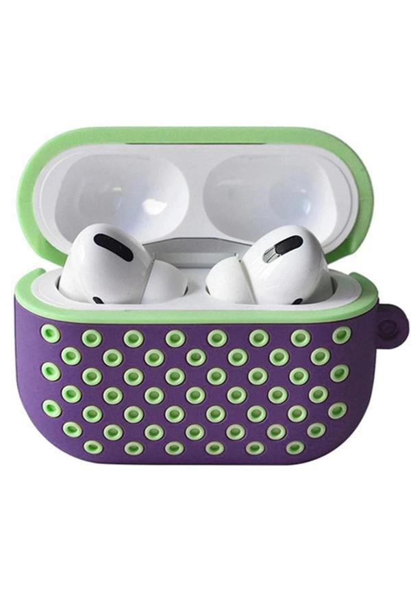 Airpods Pro 2 (2.nesil) Spor Delikli Kılıf - Lila-Yeşil-(5796) - Image 1