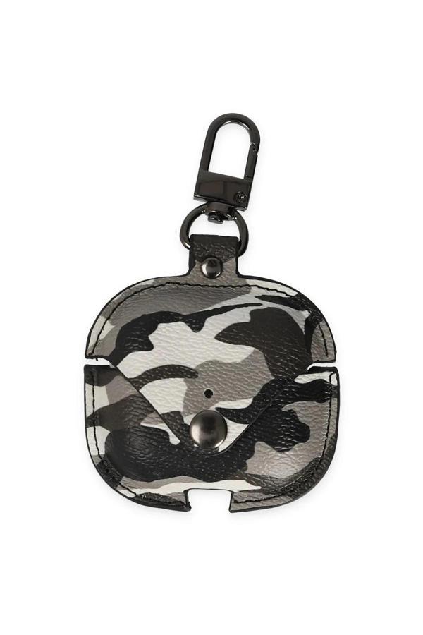 Airpods 3 (3.nesil) Çanta Kamuflaj Deri Kılıf - Gri-(5796) - Image 1