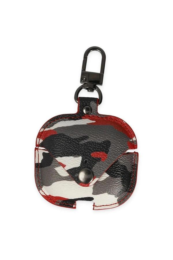 Airpods 3 (3.nesil) Çanta Kamuflaj Deri Kılıf - Kırmızı-(5796) - Image 1