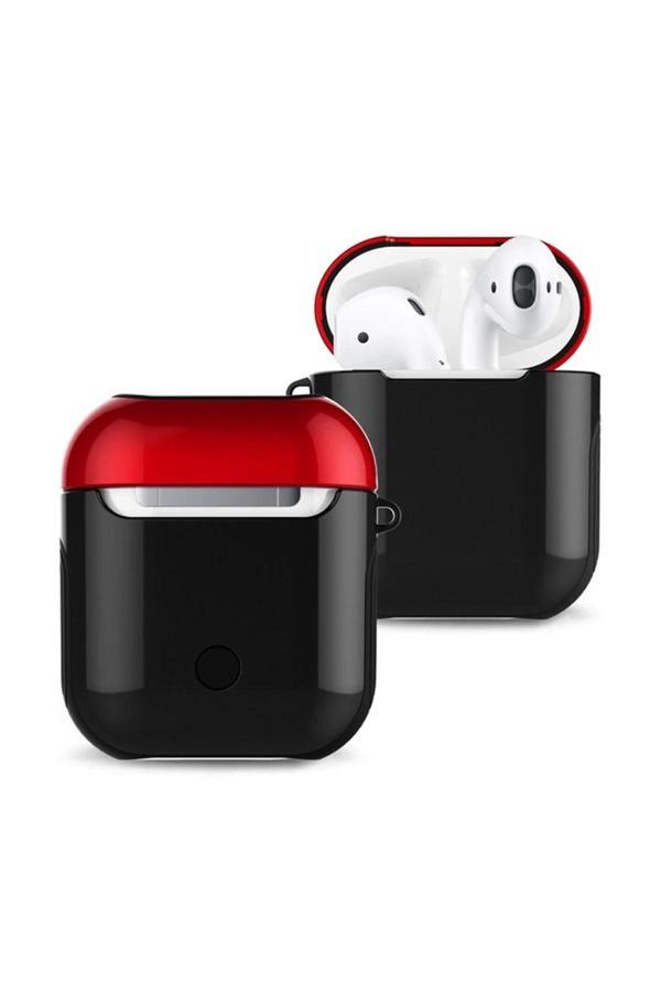 Airpods 2 (2.nesil) 3in1 Kılıf - Siyah-Kırmızı-(5796) - Image 1
