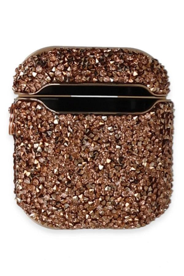 Airpods 2 (2.nesil) Mira Taşlı Kılıf - Rose Gold-(5796) - Image 1