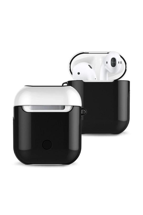 Airpods 2 (2.nesil) 3in1 Kılıf - Siyah-Beyaz-(5796) - Image 1