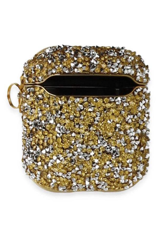 Airpods 2 (2.nesil) Mira Taşlı Kılıf - Gold-(5796) - Image 1