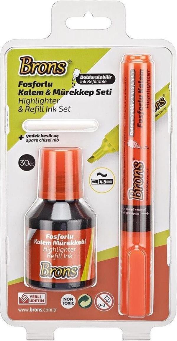 Supertrend Fosforlu Kalem Seti Turuncu (Kalem + Mürekkep + Yedek Uç) - Image 1