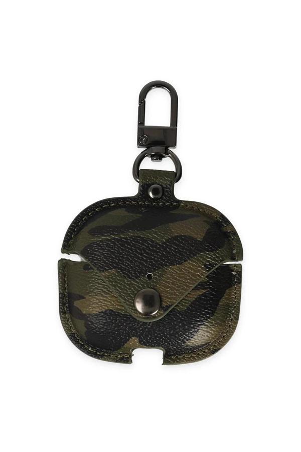 Airpods 3 (3.nesil) Çanta Kamuflaj Deri Kılıf - Haki Yeşil-(5796) - Image 1