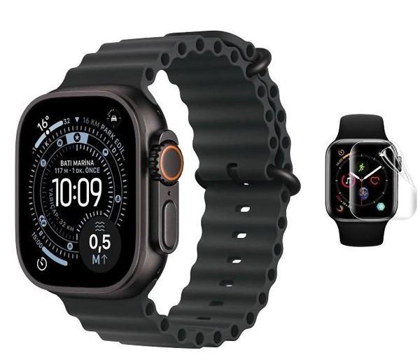 Apple Watch Ultra 3 Uyumlu 3 Adet Şeffaf Ultra koruyucu Nano Jelatin - Image 1