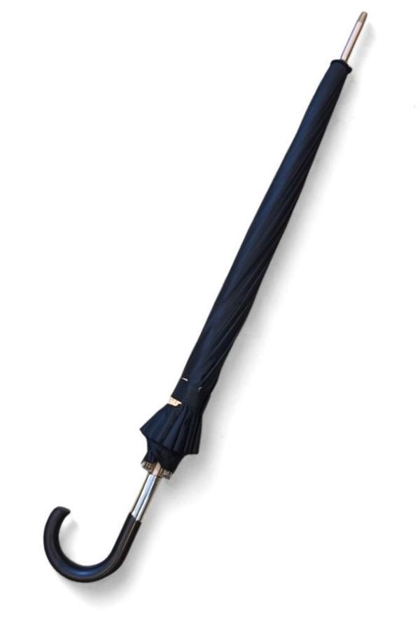 Protokol Baston Şemsiye 16 Fiber Telli Siyah Renk 115 Cm Çap Kapalı Boyut 95 Cm Kılıfsız  - Image 1