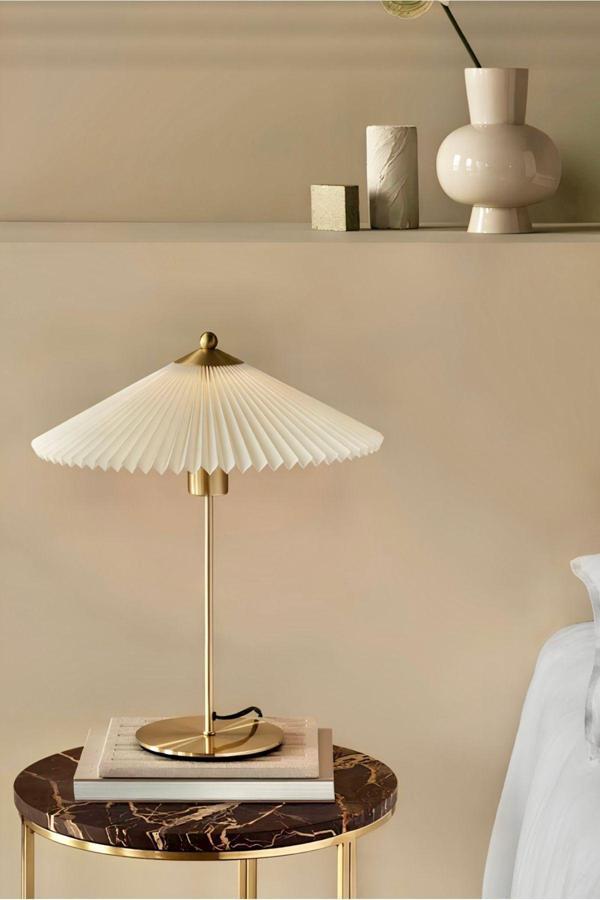 Burenze Exclusive Collection Krem Şapka Tasarım Umbrella Abajur Eskitme Gold Sarı - Image 1