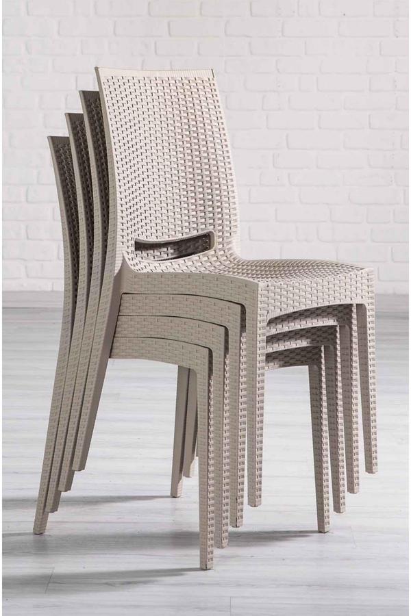 Modalife 4 Adet Bahçe Rattan Sandalye, Bahçe&Balkon&Havuz Kenarı Rattan Örme Dış Mekan Koltuğu - Image 1