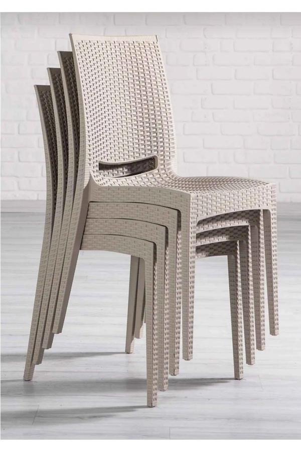 Modalife 4 Adet Bahçe Havuz Kenarı Sandalye Koltuk Rattan Örme - Image 1