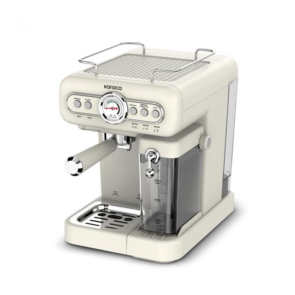 Karaca Vintage Craft Süt Hazneli Espresso, Latte ve Capuccino Makinesi Cream - Image 1