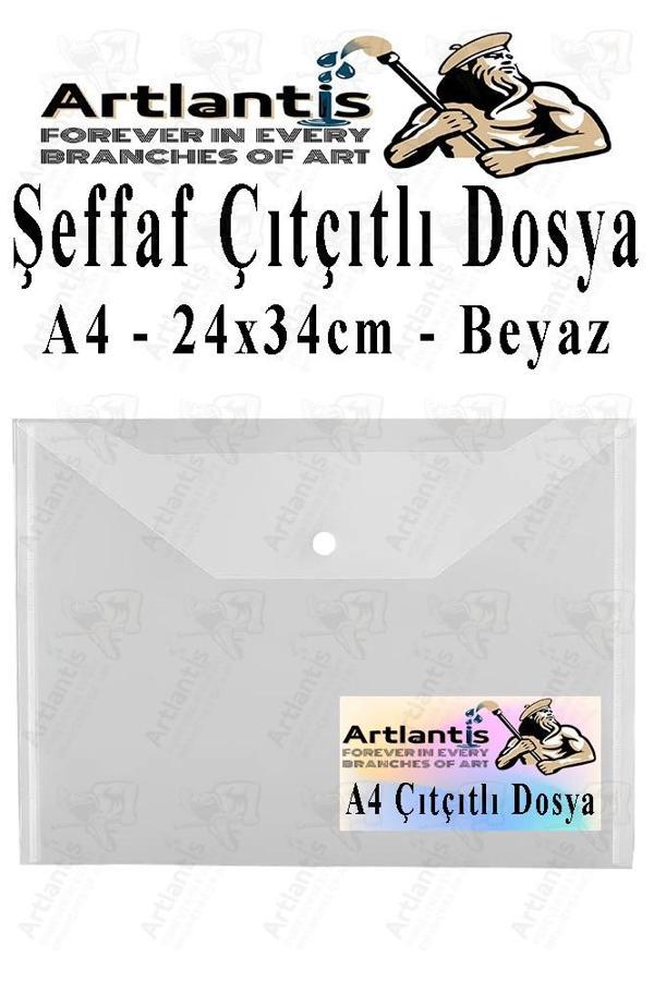 A4 Çıtçıtlı Dosya Şeffaf Renkli Zarf Dosya 1 Adet Çıt Çıtlı Dosya Su Geçirmez 100 Yaprak Kapasite - Image 1