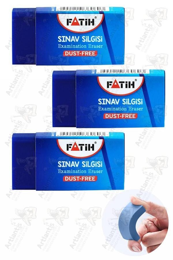 Sınav Silgisi Mavi Silgi Orta Boy 3 Adet Fatih Yumuşak Sınav Silgisi Ufalanmayan Okul Büro Yerli Üretim - Image 1