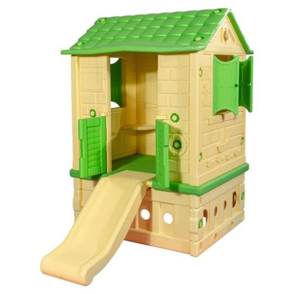 King Kids Ev İki Kapılı Kaydıraklı Yeşil - Image 1