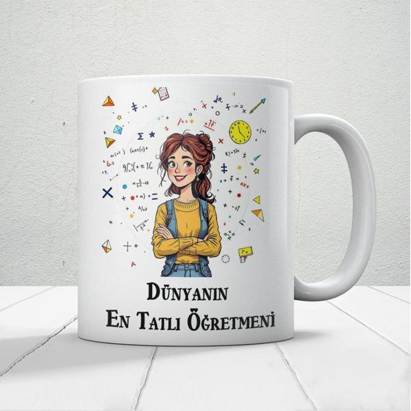 Dünyanın En Tatlı Öğretmenine Özel Öğretmenler Günü Hediyelik Baskılı Kupa - Image 1