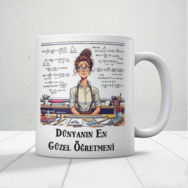 Dünyanın En Güzel Öğretmenine Özel Öğretmenler Günü Hediyelik Baskılı Kupa - Image 1