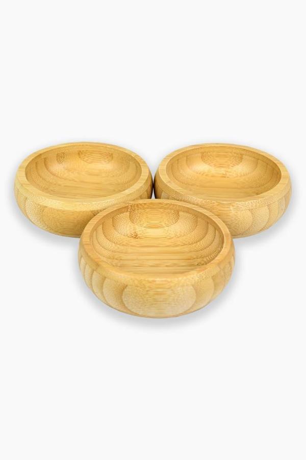 Bambu Ahşap Sosluk ve Çerezlik 10 cm 3'lü Set - Image 1