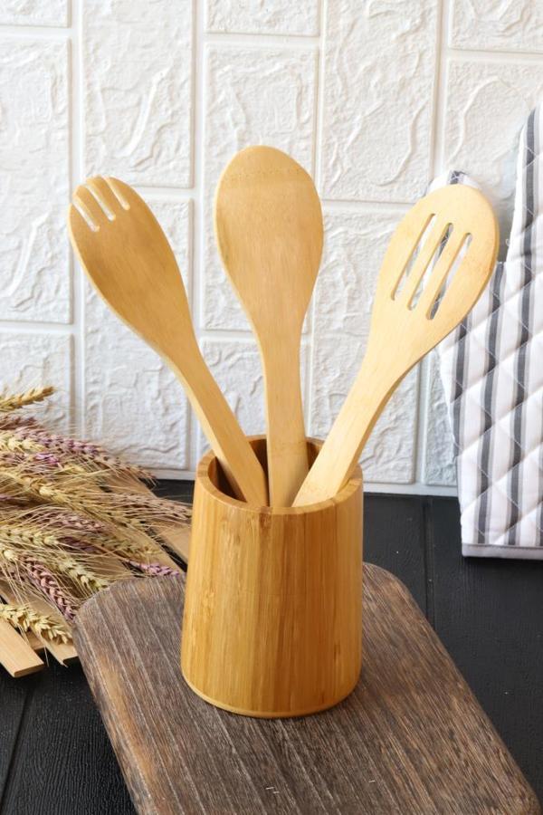 4 Parça Bambum Kaşıklık-Servis Seti - Yemek Hazırlık Seti  - Image 1