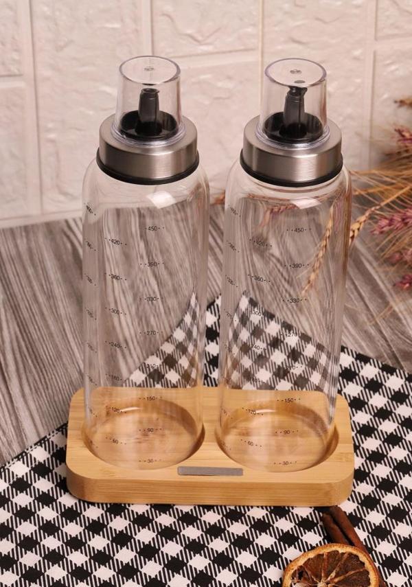 Bambum Damla 3 Parça Standlı Yağdanlık Yağlık - Sirkelik Seti 500 ml - Image 1