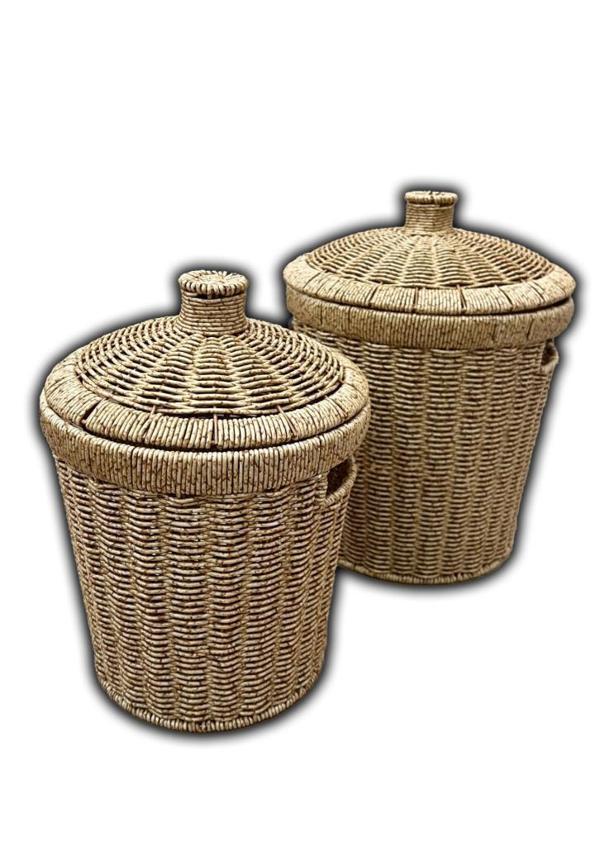 Rattan Konik 2'li Kapaklı Sepet - Image 1