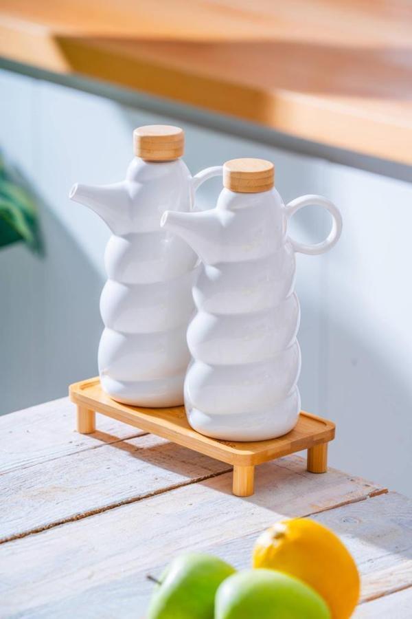 Pamira Bambu Standlı Yağlık & Sirkelik Seti - 600 ml - Image 1