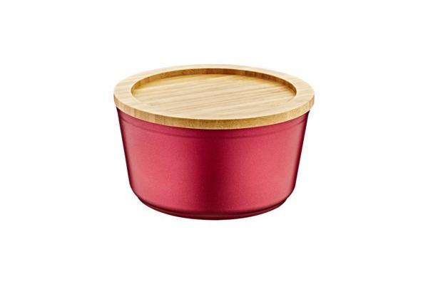 Bambum Slalom - Bambu Kapaklı Granit Saklama Kabı 16cm Kırmızı - Image 1