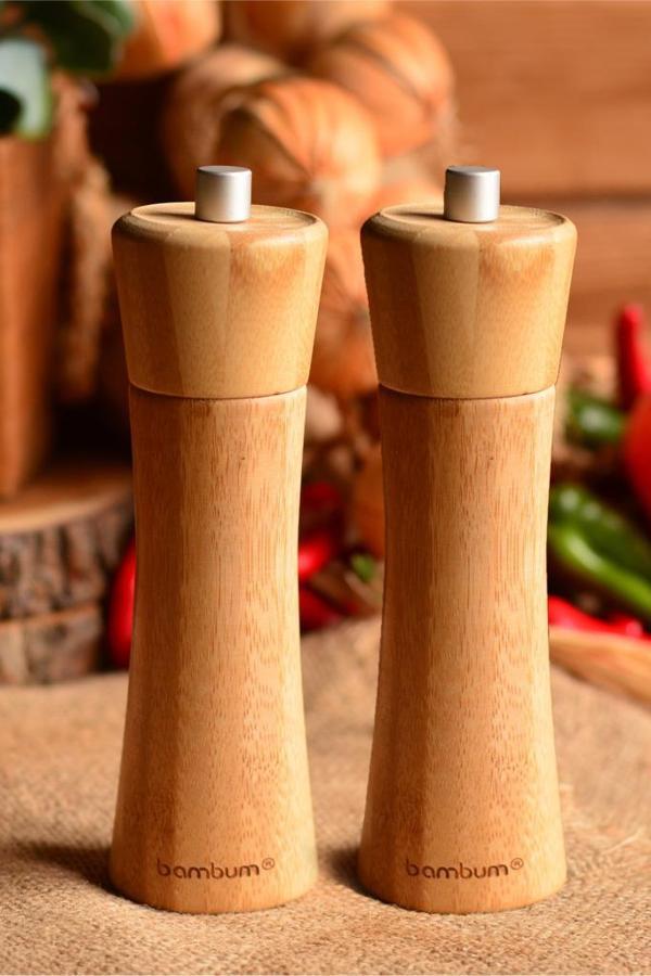 Paprika - İkili Bambu Tuz Karabiber Öğütücü - Image 1