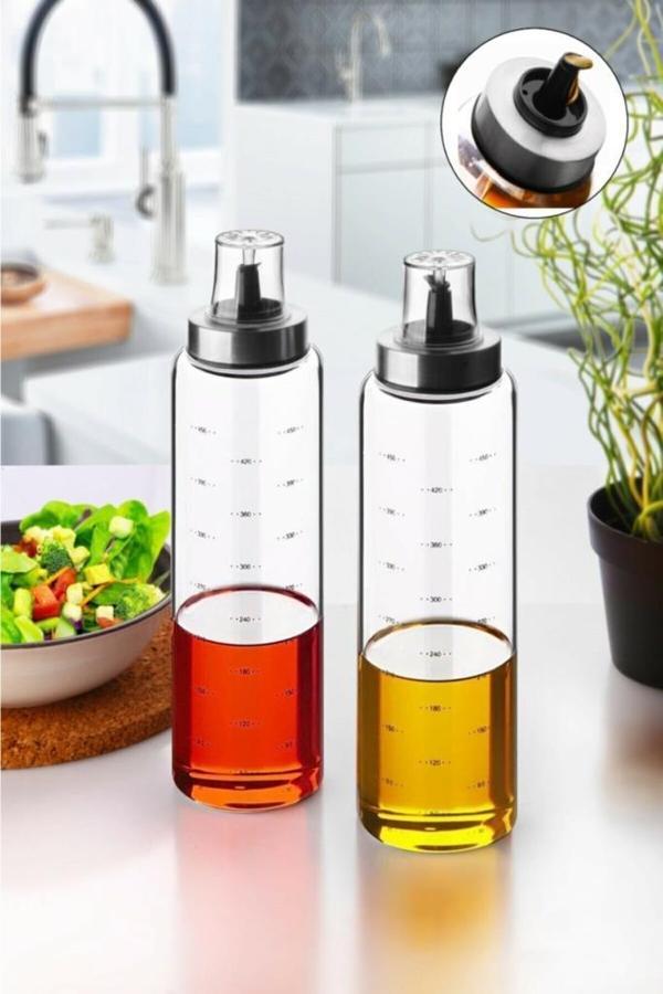 Borosilikat Cam Yağlık 500 ml Yağdanlık Sirkelik - Damlatmaz Yağlık Seti 2 Adet  - Image 1
