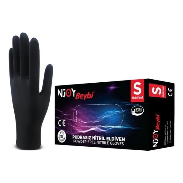 Beybi Njoy Nitril Siyah Pudrasız Eldiven 100' lü Paket Small  - Image 1