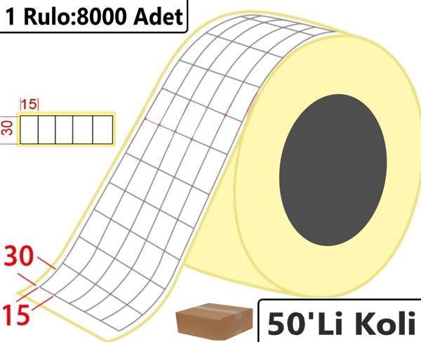 15x30 mm Termal 5'li Ürün Barkod Etiketi 8000'li Rulo 50'li Koli - Image 1