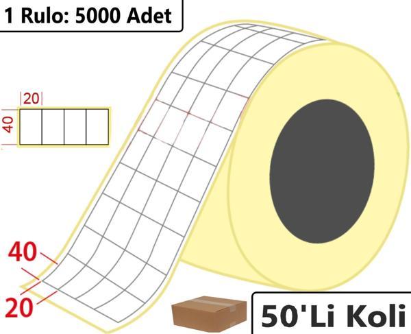 40x20 mm Termal 4'lü Ürün Barkod Etiketi 5000'li Rulo 50'li Koli - Image 1
