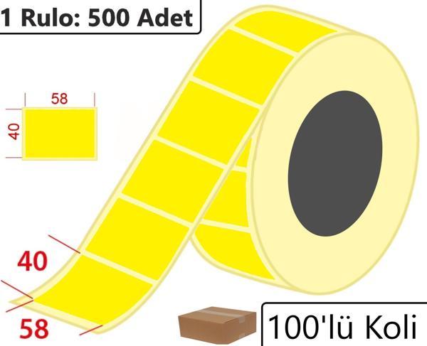 40x60 Eczane İlaç Etiketi 500'lü Sarım Sarı Zemin Termal Etiket 100'lü Koli - Image 1